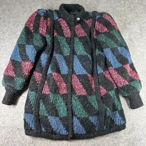 VTG Carlisle Couture Sweater Jacket Women’s Small Long Oversized Funky Knit Wool